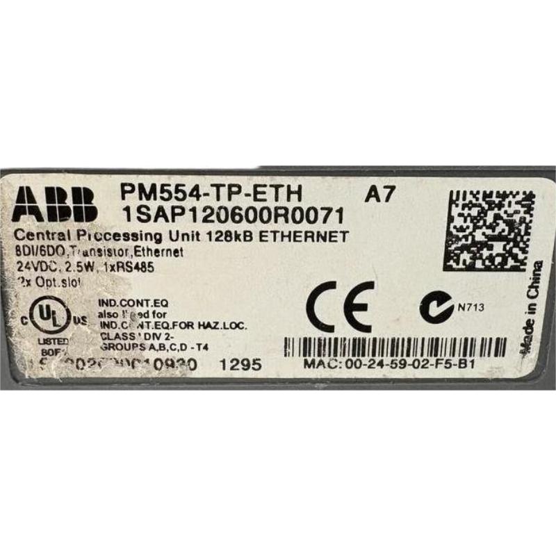 ABB PM554-TP-ETH 1SAP120600R0071 CPU Programmable Logic Controller