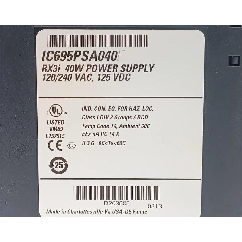 GE IC695PSA040 RX3i Universal Backplate Power Supply