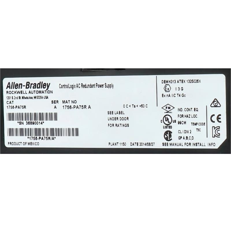 Allen Bradley 1756-PA75R ControlLogix AC Redundant Power Supply