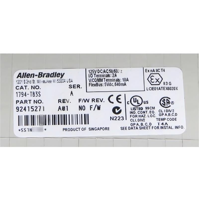 Allen Bradley 1794-TB3S Flex I/O Terminal Base Unit