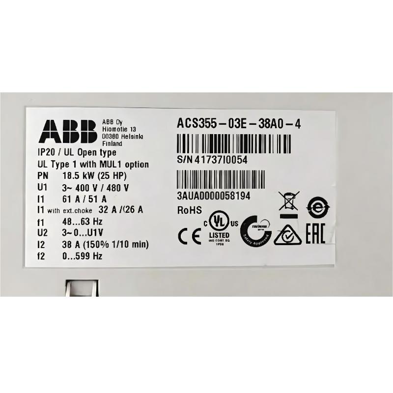 ABB ACS355-03E-38A0-4 3AUA0000058194 Variable Frequency Drive (VFD)