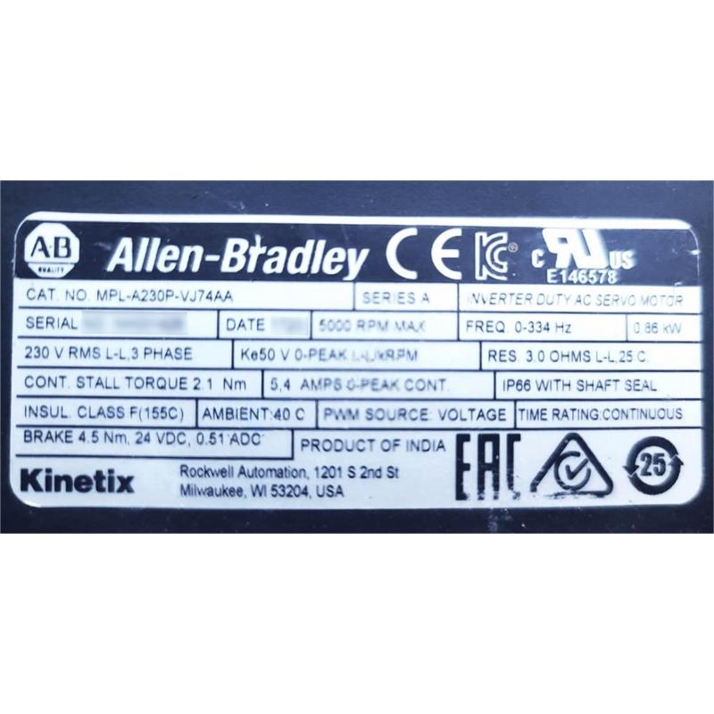 Allen Bradley MPL-A230P-VJ74AA Servo Motor