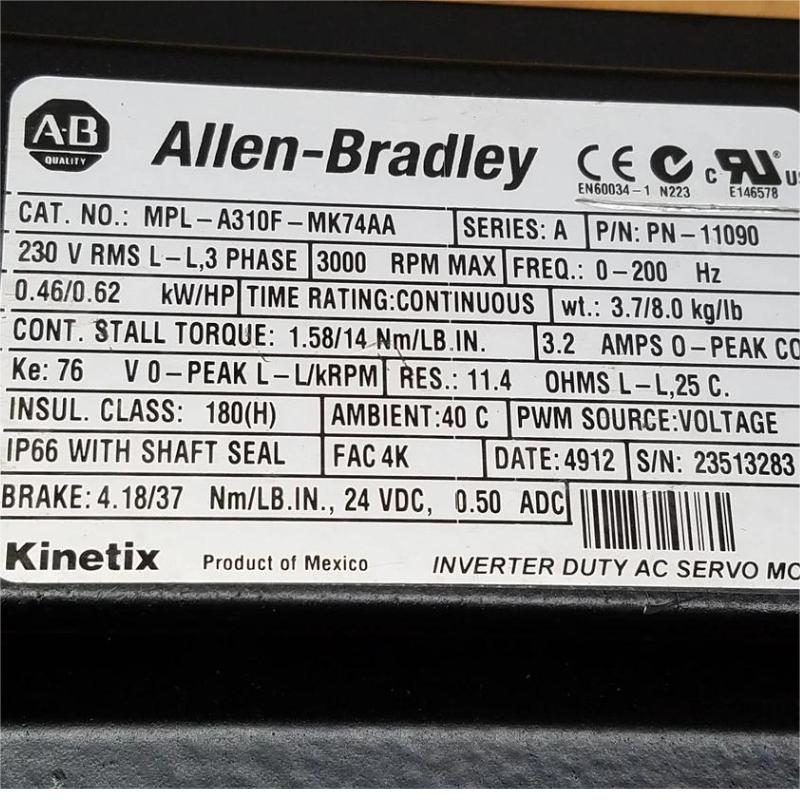 Allen Bradley MPL-A310F-MK74AA Servo Motor