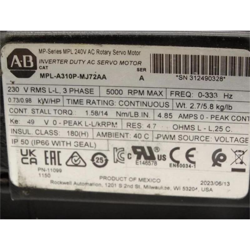 Allen Bradley MPL-A310P-MJ72AA Servo Motor