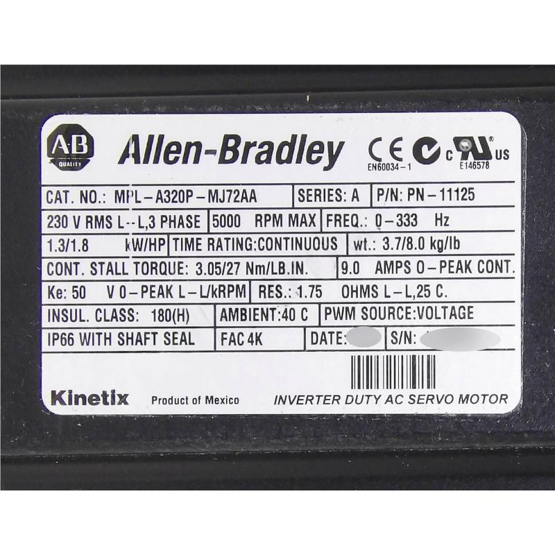 Allen Bradley MPL-A320P-MJ72AA Servo Motor