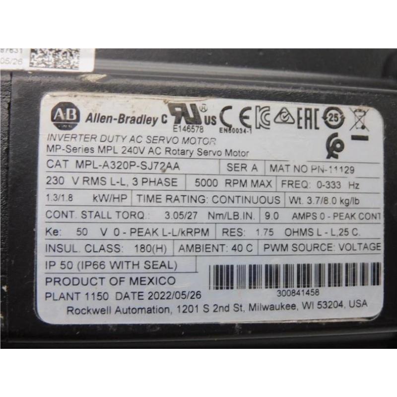 Allen Bradley MPL-A320P-SJ72AA Servo Motor