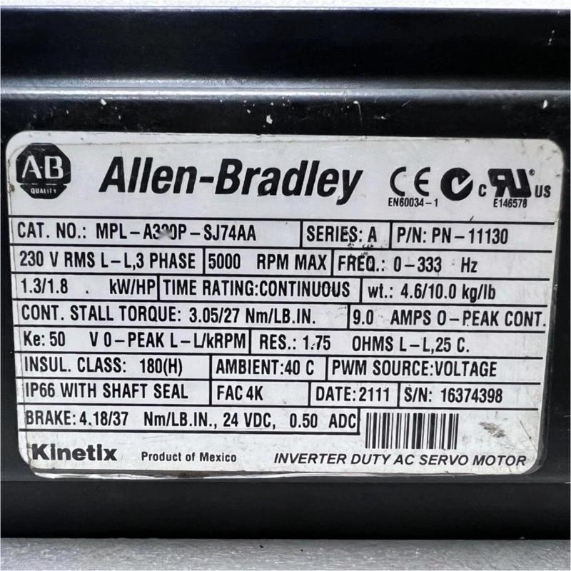 Allen Bradley MPL-A330P-SJ74AA Servo Motor