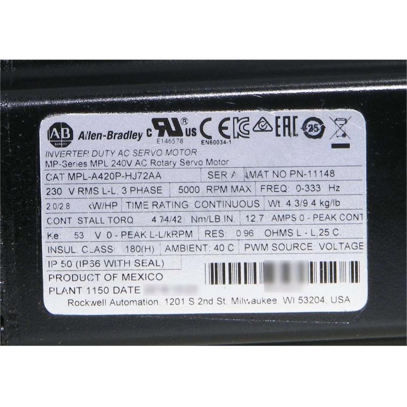 Allen Bradley MPL-A420P-HJ72AA Servo Motor