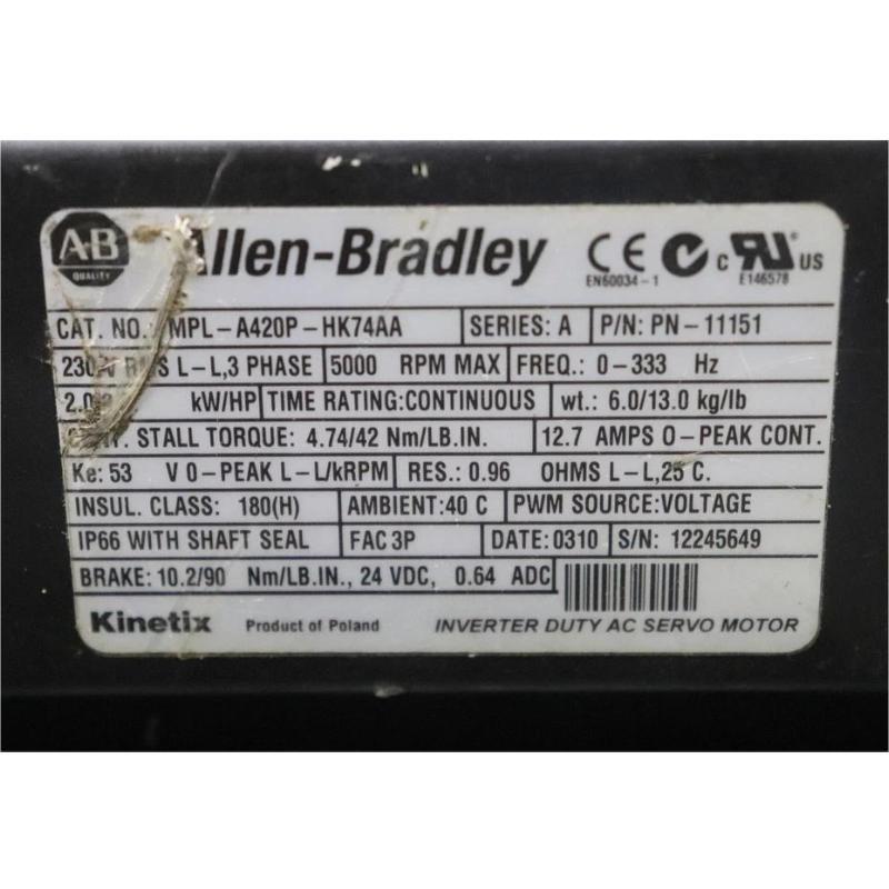 Allen Bradley MPL-A420P-HK74AA Servo Motor