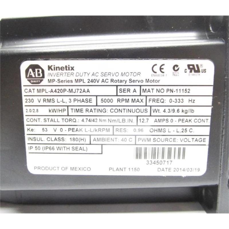 Allen Bradley MPL-A420P-MJ72AA Servo Motor