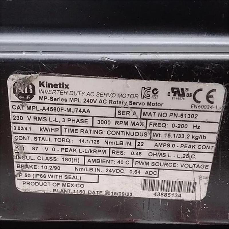 Allen Bradley MPL-A420P-MJ74AA Servo Motor