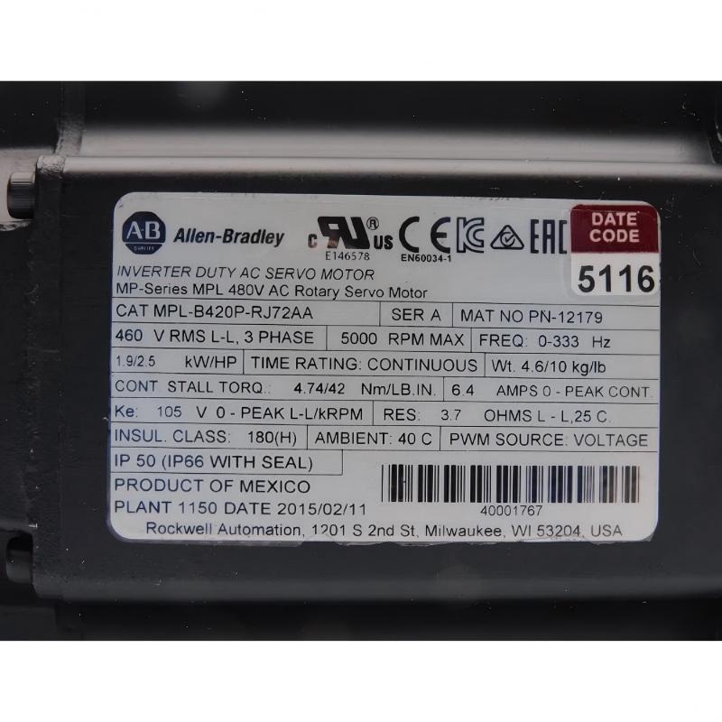 Allen Bradley MPL-B420P-RJ72AA Servo Motor