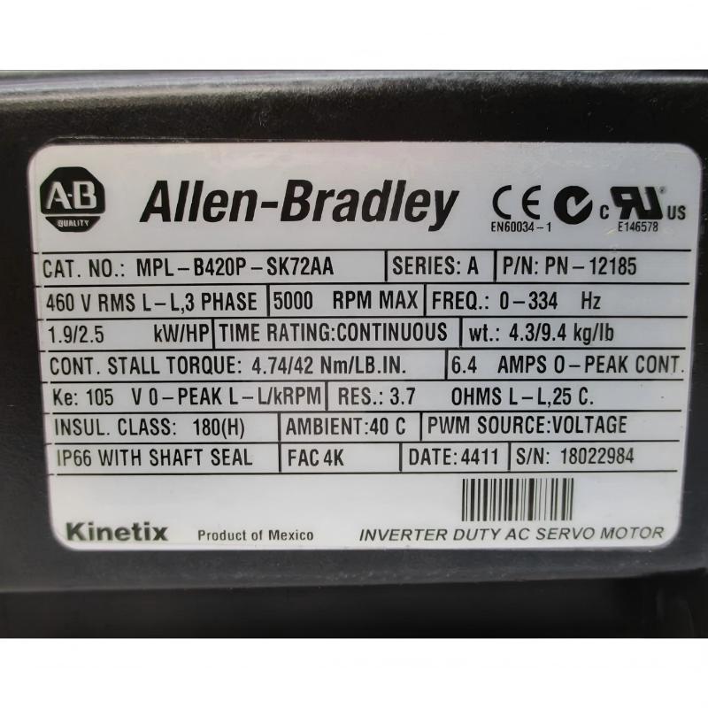Allen Bradley MPL-B420P-SK72AA Servo Motor
