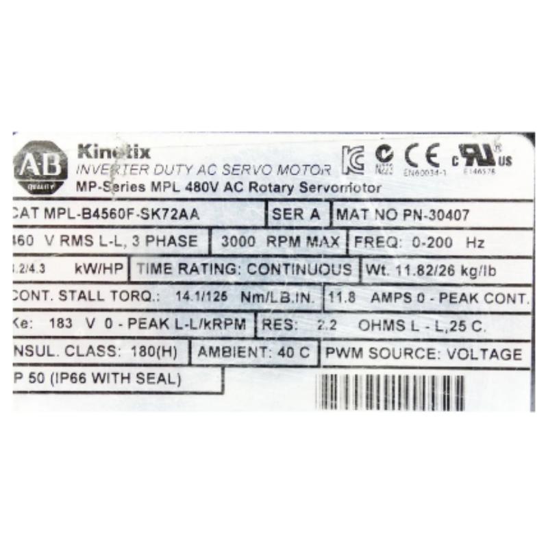 Allen Bradley MPL-B4560F-SK72AA Servo Motor
