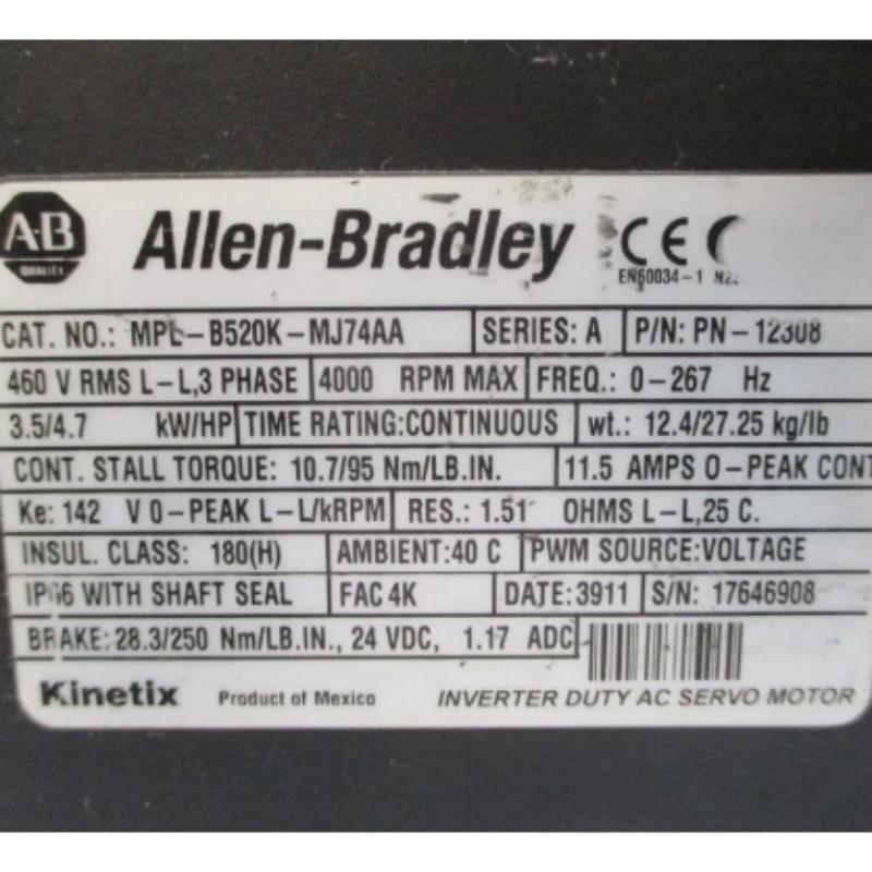Allen Bradley MPL-B520K-MJ74AA Servo Motor