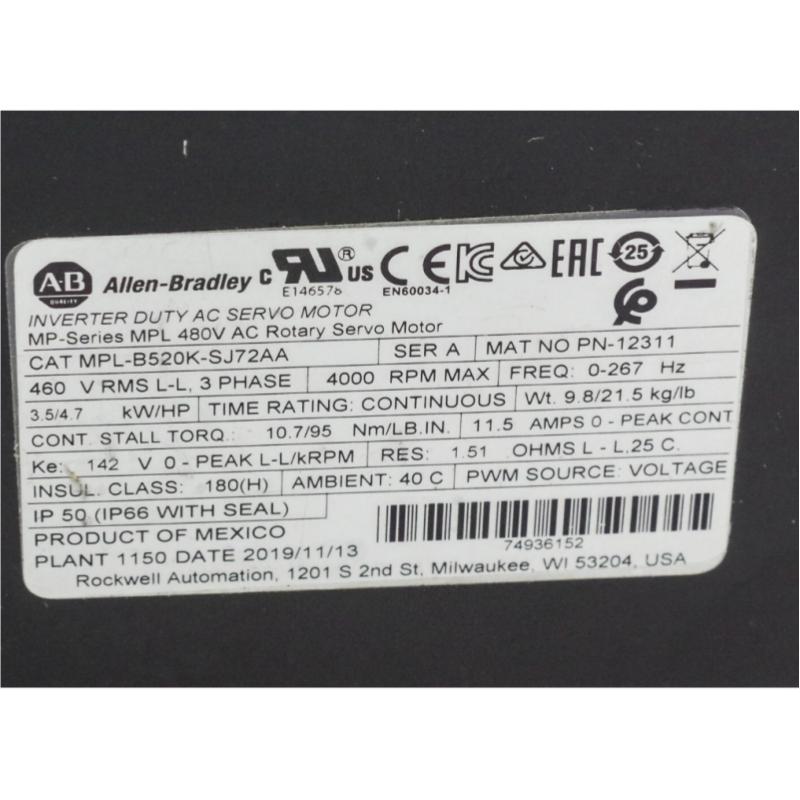 Allen Bradley MPL-B520K-SJ72AA Servo Motor
