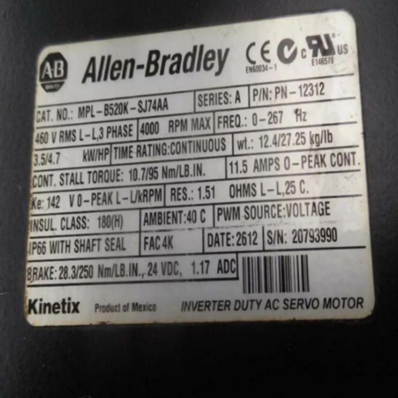 Allen Bradley MPL-B520K-SJ74AA Servo Motor