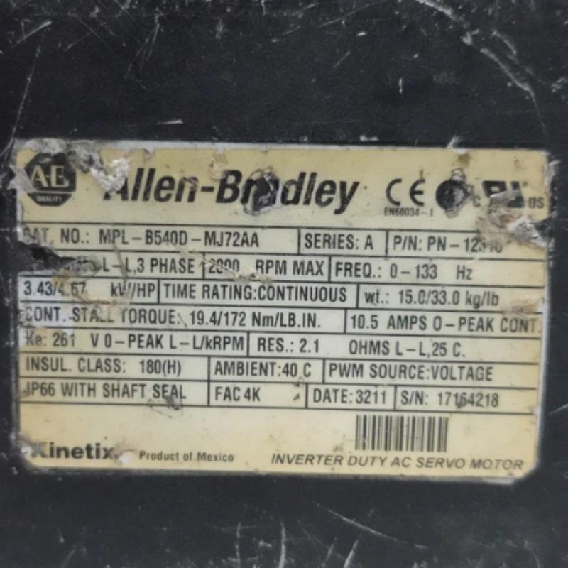 Allen Bradley MPL-B540D-MJ72AA Servo Motor