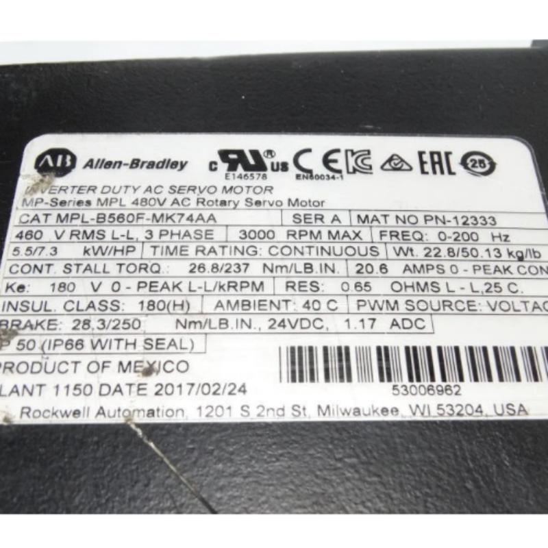 Allen Bradley MPL-B560F-MK74AA Servo Motor