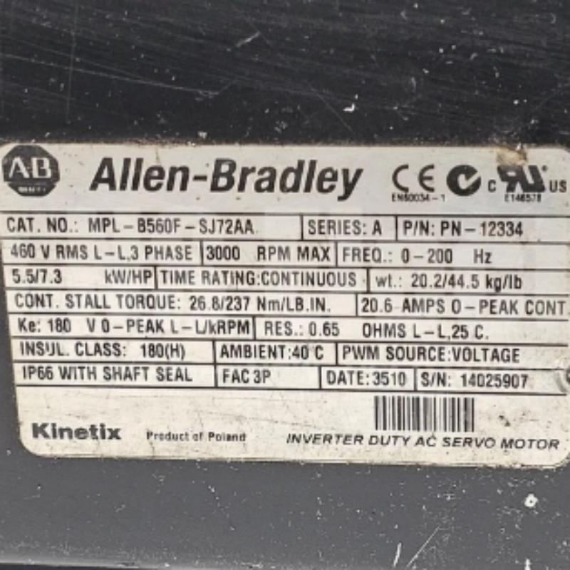 Allen Bradley MPL-B560F-SJ72AA Servo Motor