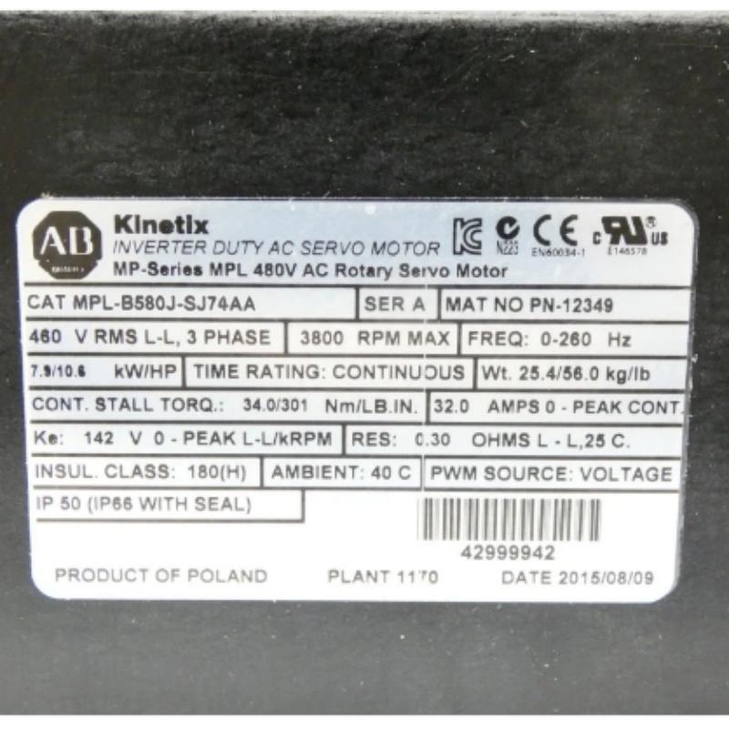 Allen Bradley MPL-B580J-SJ74AA Servo Motor
