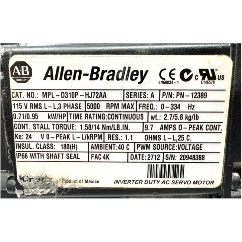 Allen Bradley MPL-D310P-HJ72AA Servo Motor